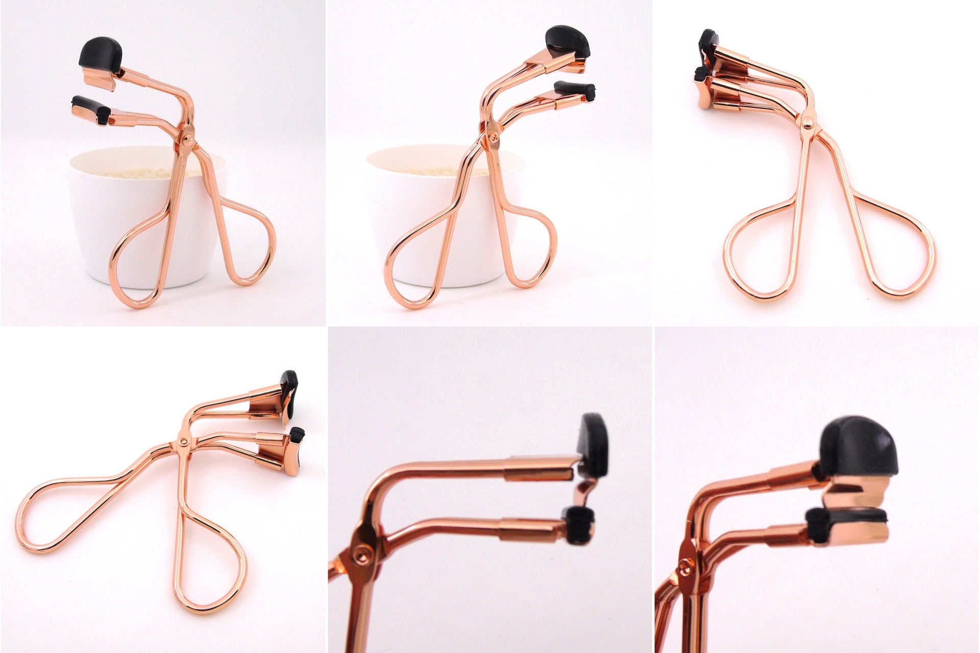 HKM-725715 16mm Partial Eyelash Curler with Silicone Gasket - Carbon Steel Wire Plating, Available in Silver, Black, Titanium, Rose Gold