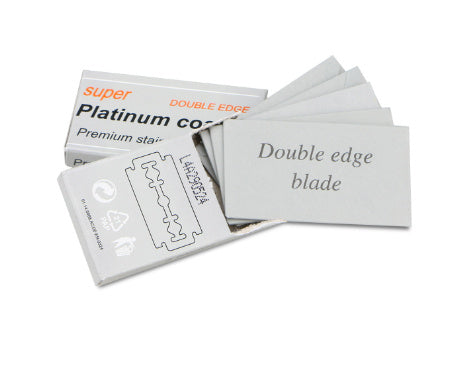 HKM-396371 Vintage Double-Sided Stainless Steel Razor with 10 Blades and Holder