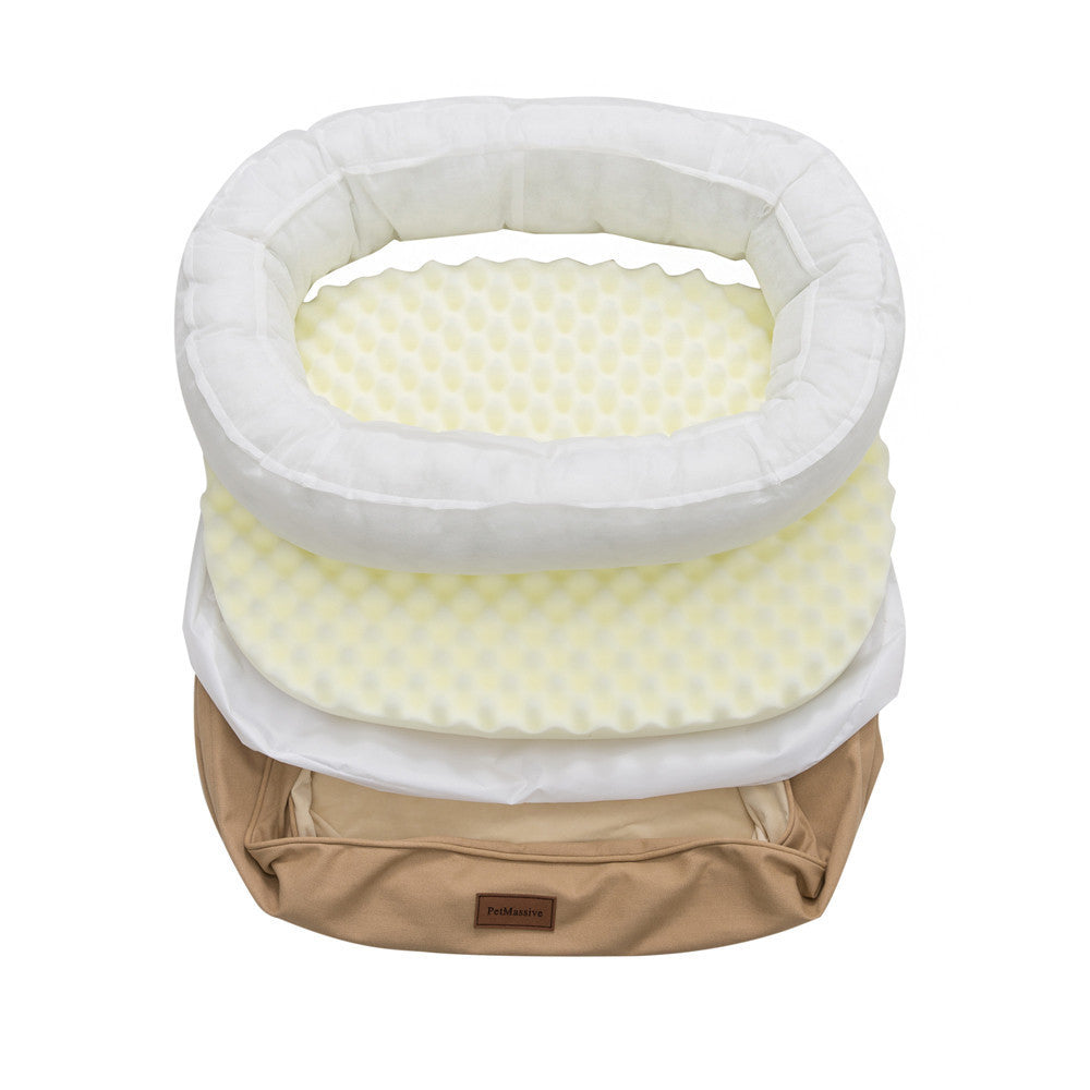 HKM-873171 Waterproof Orthopedic Dog Kennel for All Seasons, Removable & Washable, Available in Khaki (M, L, XL)