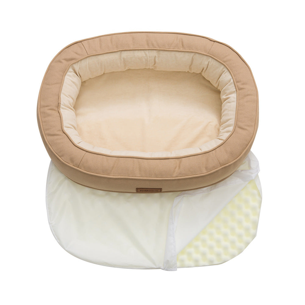 HKM-873171 Waterproof Orthopedic Dog Kennel for All Seasons, Removable & Washable, Available in Khaki (M, L, XL)