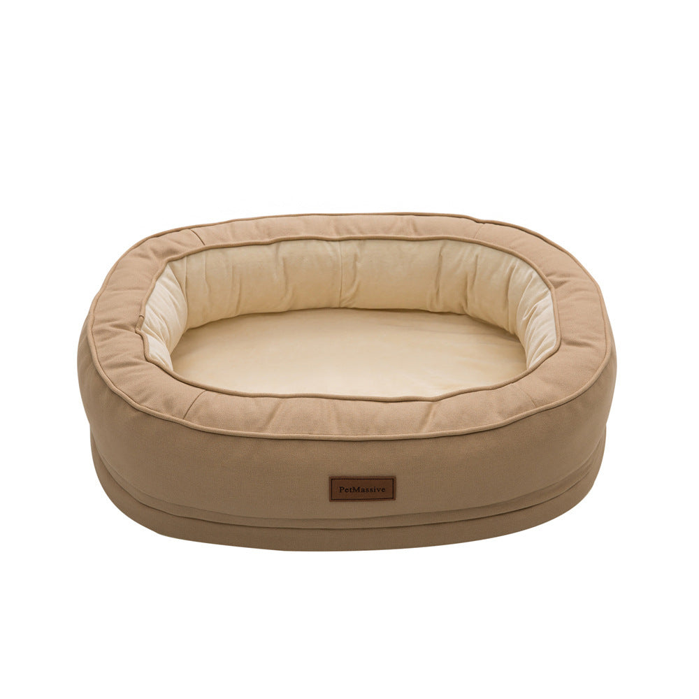 HKM-873171 Waterproof Orthopedic Dog Kennel for All Seasons, Removable & Washable, Available in Khaki (M, L, XL)
