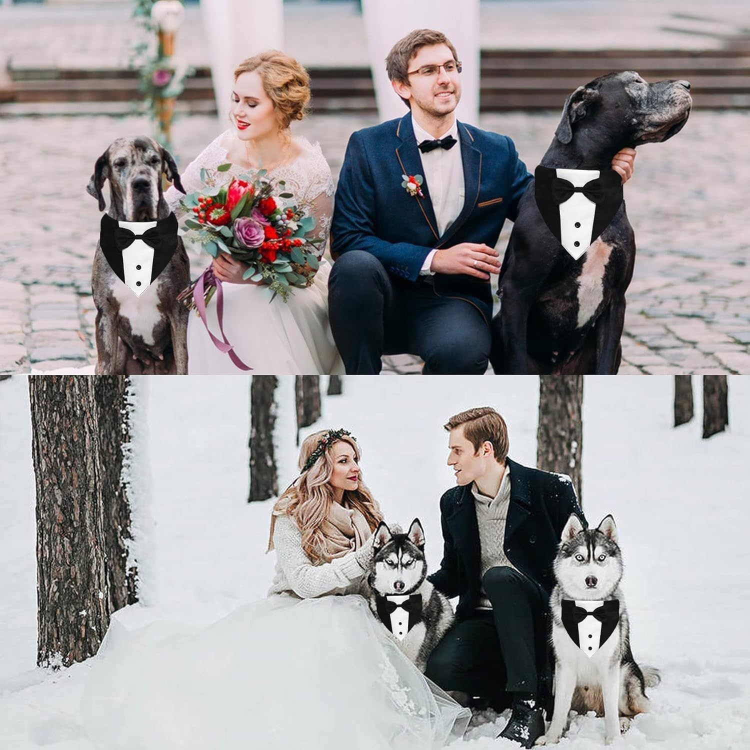 HKM-504211 Formal Dog Tuxedo Suit with Adjustable Bow Tie and Bandana for Weddings and Special Occasions