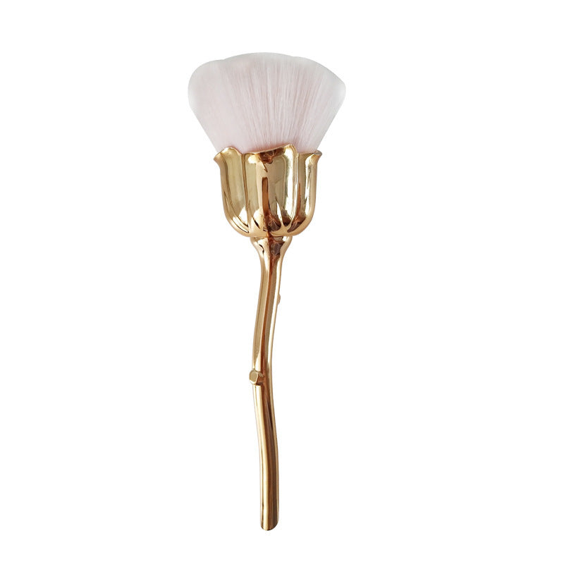 HKM-216083 Single Rose Flower Makeup Brush with Portable Plastic Handle and Man-Made Fibers