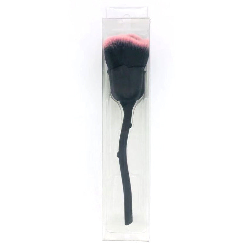 HKM-216083 Single Rose Flower Makeup Brush with Portable Plastic Handle and Man-Made Fibers
