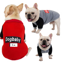 HKM-741843 Cozy Fleece Sweater for Bulldogs and Puppies - Autumn & Winter Wear in Red and Gray