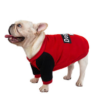 HKM-741843 Cozy Fleece Sweater for Bulldogs and Puppies - Autumn & Winter Wear in Red and Gray