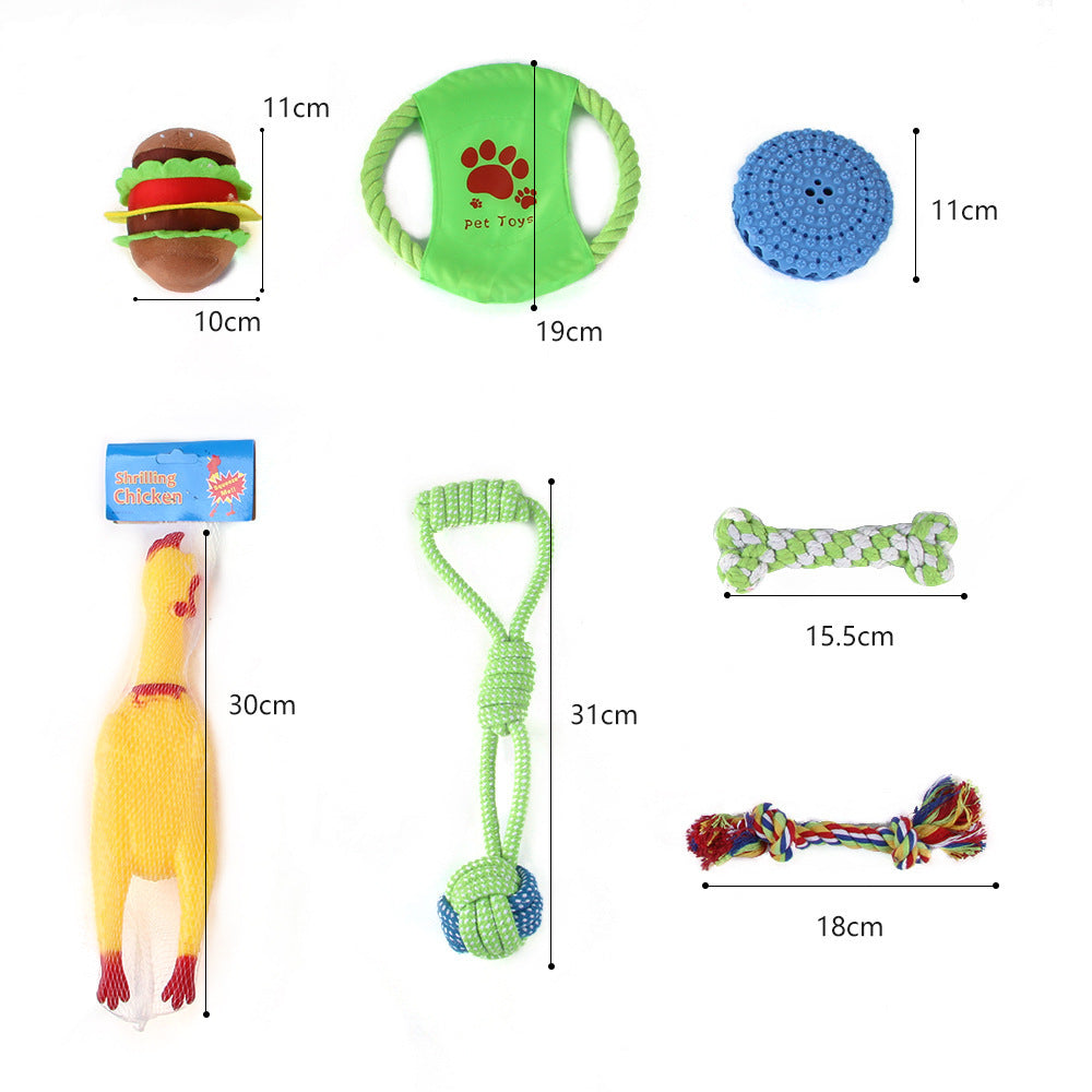 HKM-896083 Pet Dog Teeth Cleaning Plush and Cotton Rope Toy Set for Dental Health