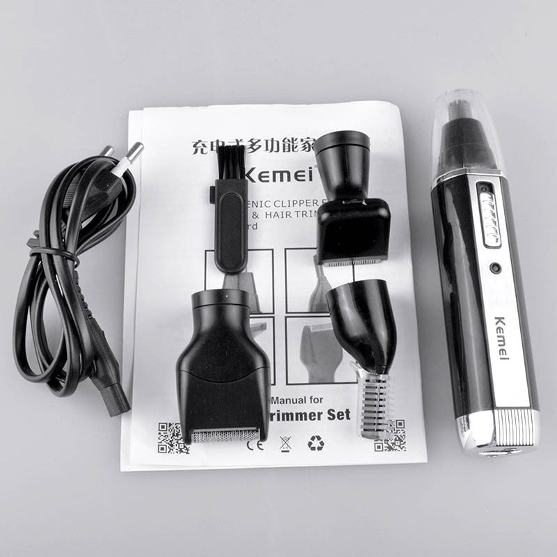 HKM-313235 Rechargeable Electric Nose Hair Trimming Kit with Eyebrow and Sideburn Grooming Tools