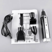 HKM-313235 Rechargeable Electric Nose Hair Trimming Kit with Eyebrow and Sideburn Grooming Tools