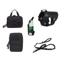 HKM-603155 Tactical Dog Harness with Leash Set for All Breeds - Camouflage Design, Adjustable Sizes S-XL, Durable Material