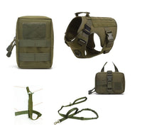 HKM-603155 Tactical Dog Harness with Leash Set for All Breeds - Camouflage Design, Adjustable Sizes S-XL, Durable Material