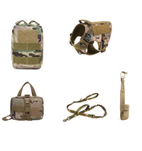 HKM-603155 Tactical Dog Harness with Leash Set for All Breeds - Camouflage Design, Adjustable Sizes S-XL, Durable Material