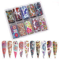 HKM-967507 Translucent Floral Nail Stickers - 10-Pack Starry Paper Ornaments for Nail Art