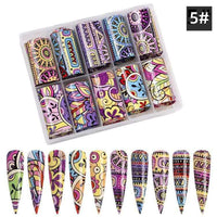 HKM-967507 Translucent Floral Nail Stickers - 10-Pack Starry Paper Ornaments for Nail Art