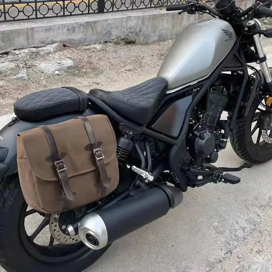 KTX-860691 Vintage Waterproof Batik Canvas Motorcycle Side Bag - Khaki, Army Green, Black