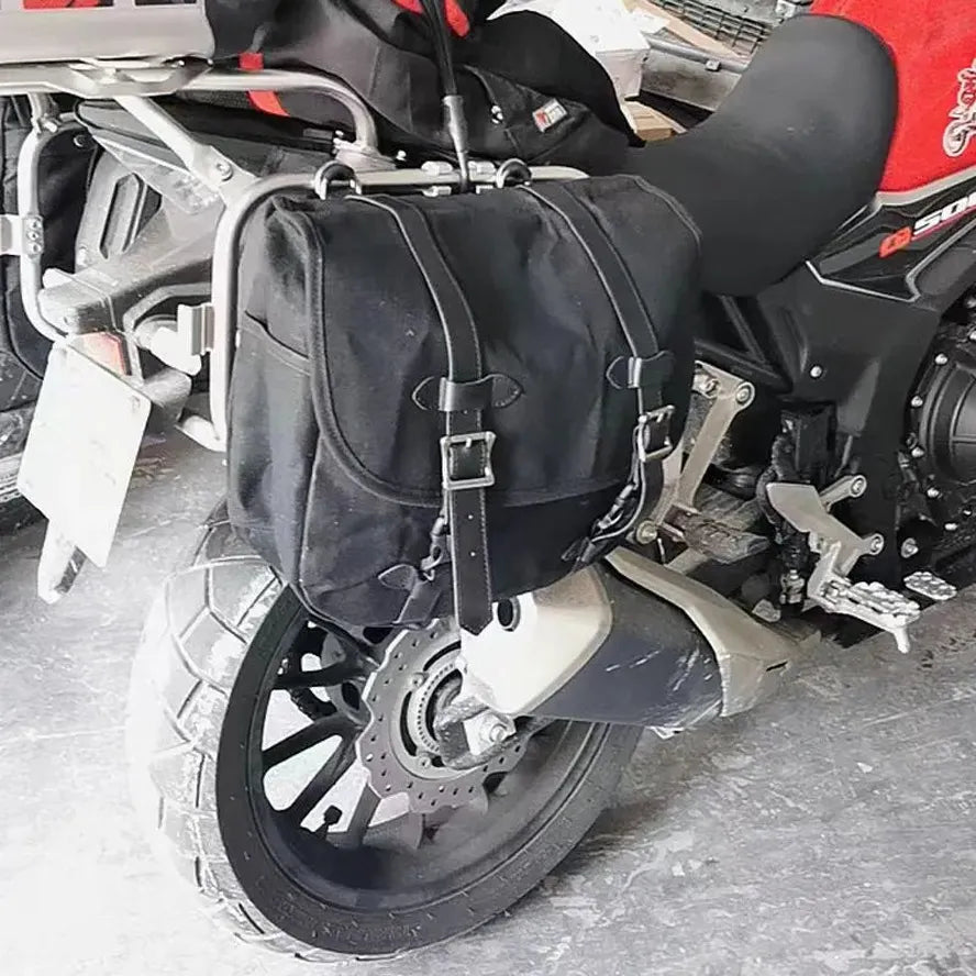 KTX-860691 Vintage Waterproof Batik Canvas Motorcycle Side Bag - Khaki, Army Green, Black