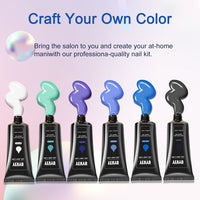 HKM-933587 6 PCS Poly Nail Extension Gel Kit with UV Lamp and Nail Art Tools