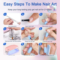 HKM-933587 6 PCS Poly Nail Extension Gel Kit with UV Lamp and Nail Art Tools