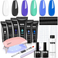 HKM-933587 6 PCS Poly Nail Extension Gel Kit with UV Lamp and Nail Art Tools