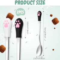 HKM-368659 2-Pack Stainless Steel Pet Spoons with Silicone Grip for Cats and Small Dogs - Designed for Wet or Dry Food