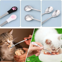 HKM-368659 2-Pack Stainless Steel Pet Spoons with Silicone Grip for Cats and Small Dogs - Designed for Wet or Dry Food