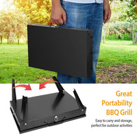 HKM-698323 Portable Charcoal Grill 16.7x10x17.7in Foldable BBQ Suitcase for Outdoor Camping and Picnics
