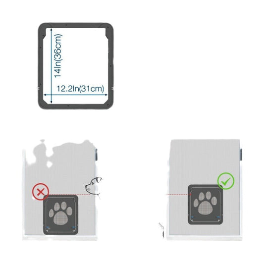 HKM-070099 Lockable Screen Door for Pets - Durable Plastic Flap for Cats and Dogs, Ideal for Windows and Home Use
