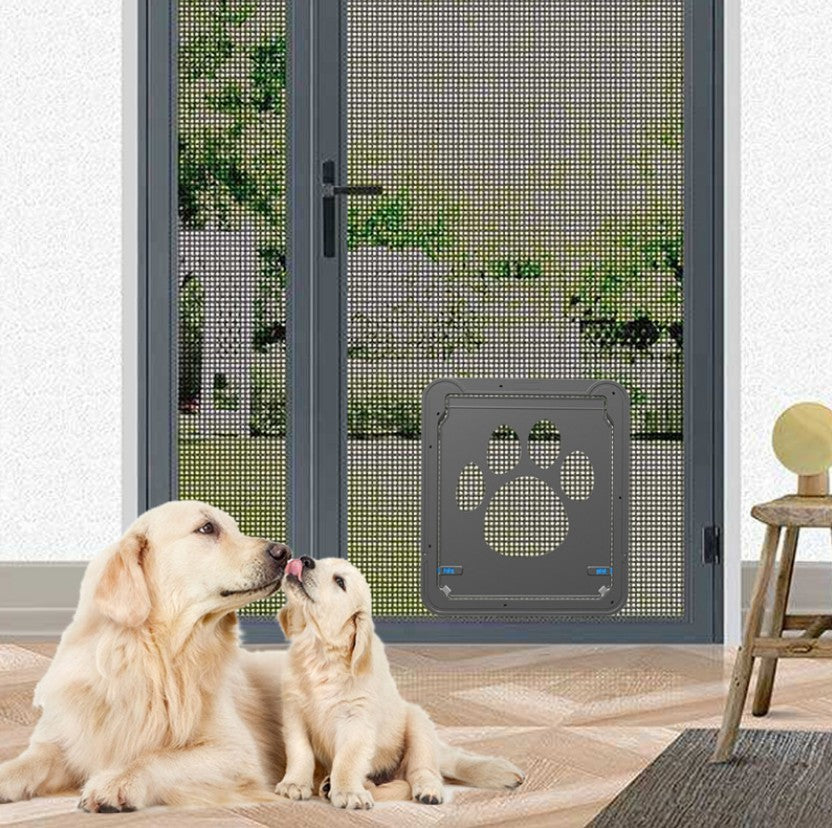 HKM-070099 Lockable Screen Door for Pets - Durable Plastic Flap for Cats and Dogs, Ideal for Windows and Home Use