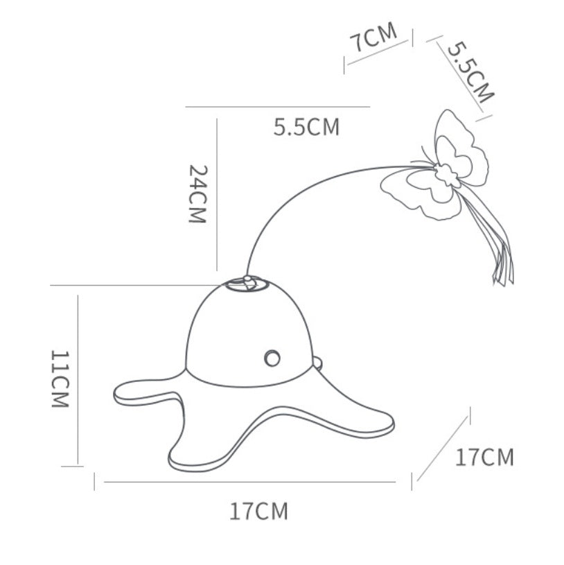 HKM-155923 Interactive 360-Degree Butterfly Cat Toy with Fluorescent Effect, Easy to Use, Battery-Powered, Stable Base Design