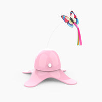 HKM-155923 Interactive 360-Degree Butterfly Cat Toy with Fluorescent Effect, Easy to Use, Battery-Powered, Stable Base Design