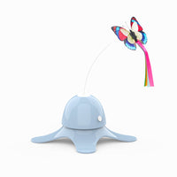 HKM-155923 Interactive 360-Degree Butterfly Cat Toy with Fluorescent Effect, Easy to Use, Battery-Powered, Stable Base Design