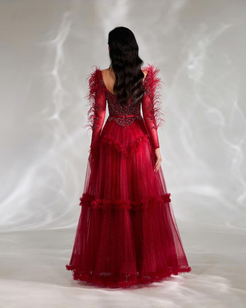 HKM-036563 Elegant Red Evening Dress for Women - EZ25020 Style with A-Line Silhouette and Timeless Design