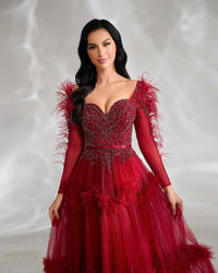 HKM-036563 Elegant Red Evening Dress for Women - EZ25020 Style with A-Line Silhouette and Timeless Design