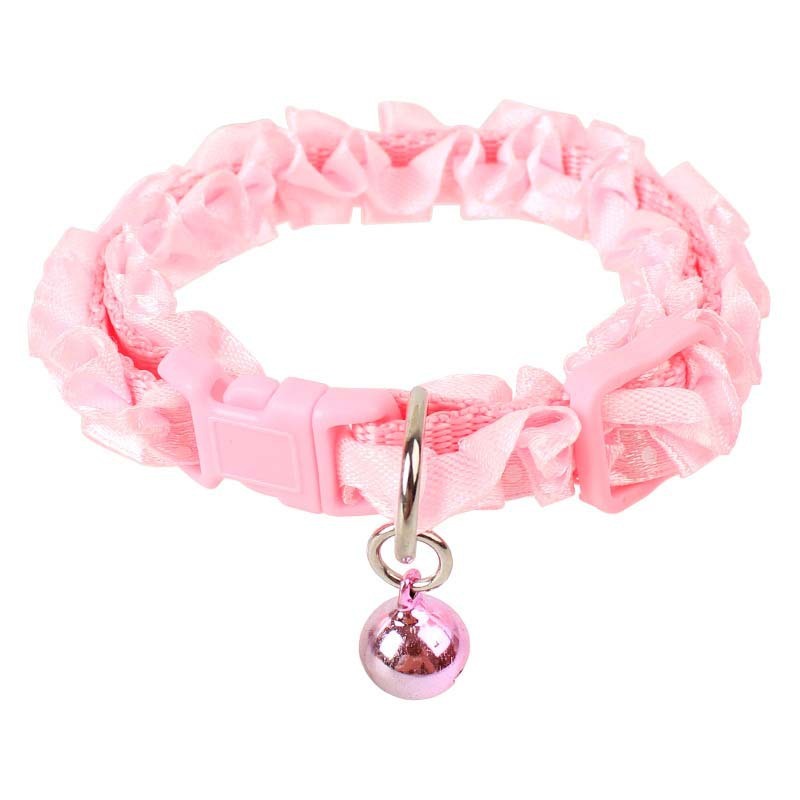 HKM-962131 Lace Pet Collar Necklace with Bell for Cats and Dogs in Various Colors