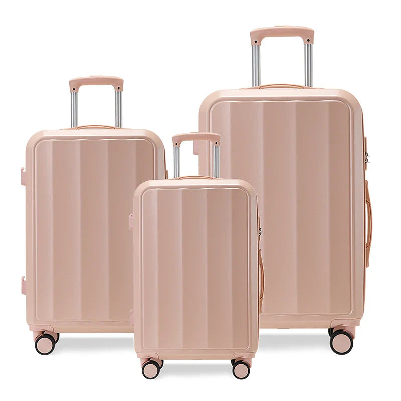 KTX-244371 3-Piece Lightweight Wheeled Travel Luggage Set - Mini Cabin Suitcase and Trolley Bag, 28-Inch Size