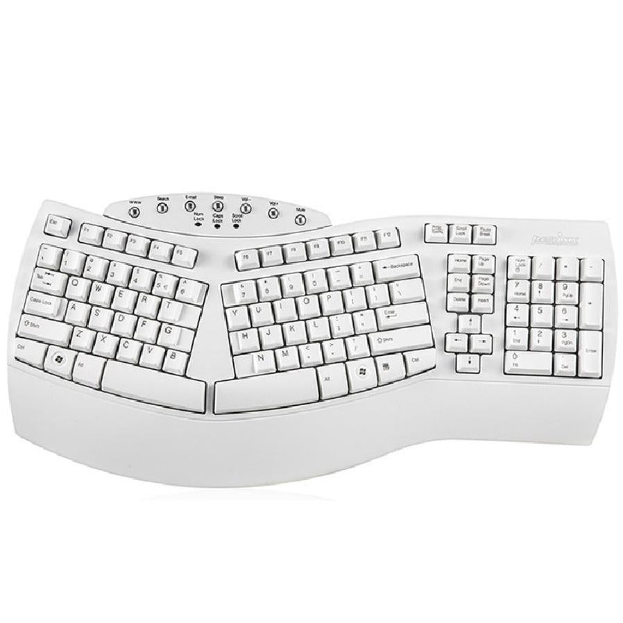 KTX-695507 Ergonomic Split Keyboard with USB Wired Connection - White and Black Design