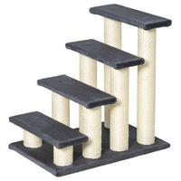 HKM-937875 Cat Tree with 4 Steps for High Beds and Couches, Stair-Shaped Design for Indoor Cats and Small Dogs with Sisal Scratching Post, Gray