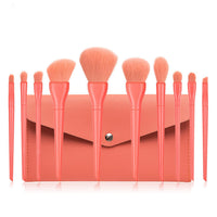 HKM-234003 Candy Color 10-Piece Cosmetic Brush Set with Soft Bristles and Plastic Handle