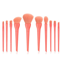 HKM-234003 Candy Color 10-Piece Cosmetic Brush Set with Soft Bristles and Plastic Handle