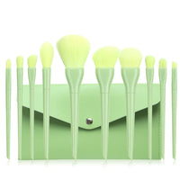HKM-234003 Candy Color 10-Piece Cosmetic Brush Set with Soft Bristles and Plastic Handle