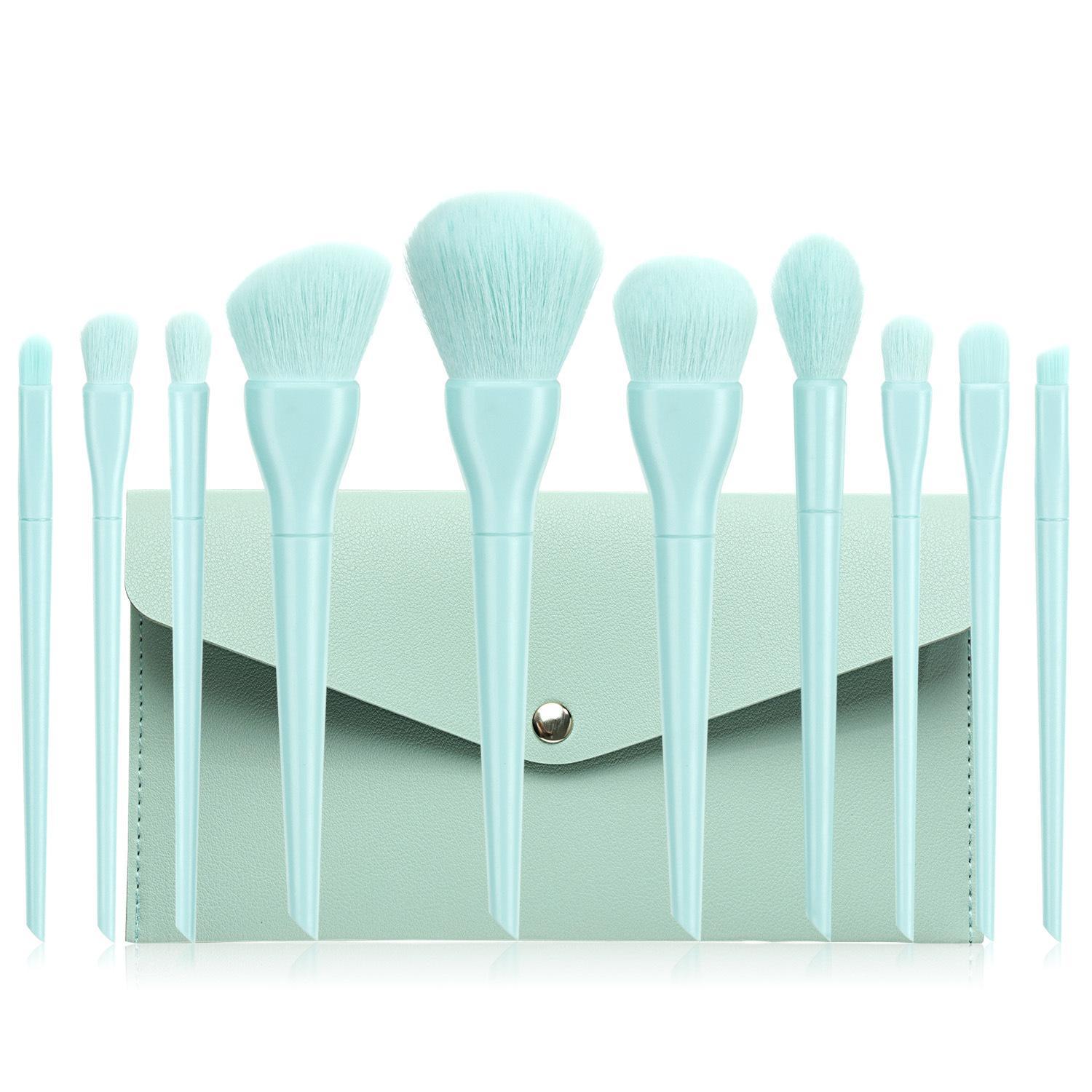 HKM-234003 Candy Color 10-Piece Cosmetic Brush Set with Soft Bristles and Plastic Handle