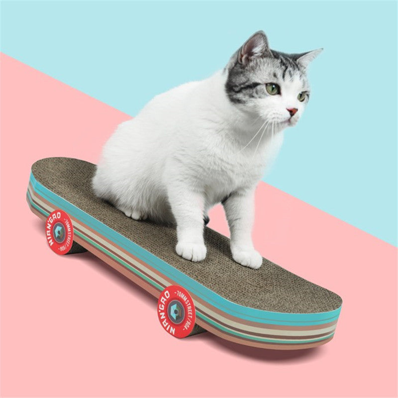 HKM-969491 Creative Skateboard Shape Cat Scratching Board Made of Corrugated Paper