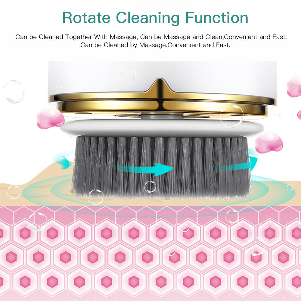 HKM-996243 Electric Rotating Multifunctional Face Washing Device with USB Charging and Deep Cleansing Brush Heads