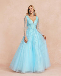HKM-248979 Elegant Blue Evening Gown for Women - Style 0065