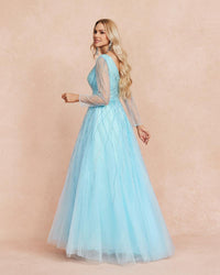 HKM-248979 Elegant Blue Evening Gown for Women - Style 0065