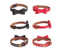HKM-533843 Polka Dot Pet Bow Collar for All Seasons - S/M/L Adjustable Sizes
