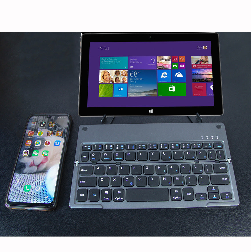 KTX-596051 Compact Bluetooth Folding Keyboard with Touch-Sensitive Design and Hidden Stand