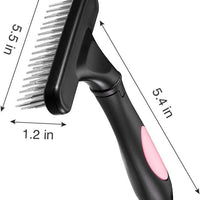 HKM-954579 Undercoat Rake with Double Row Pins for Dogs and Cats ¨C Effective Shedding and Dematting Grooming Tool
