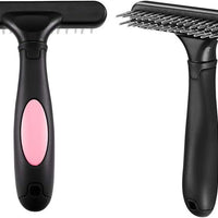 HKM-954579 Undercoat Rake with Double Row Pins for Dogs and Cats ¨C Effective Shedding and Dematting Grooming Tool