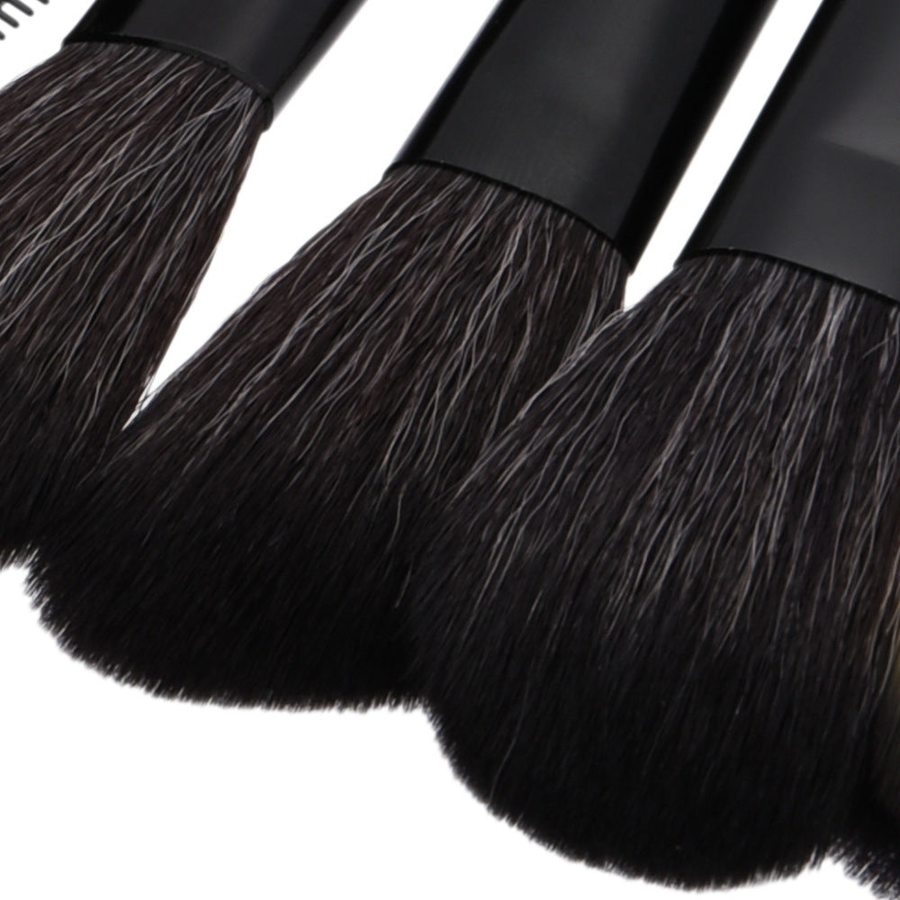 HKM-952595 Wood Handle Nylon Cosmetic Brush Set for Flawless Makeup Application